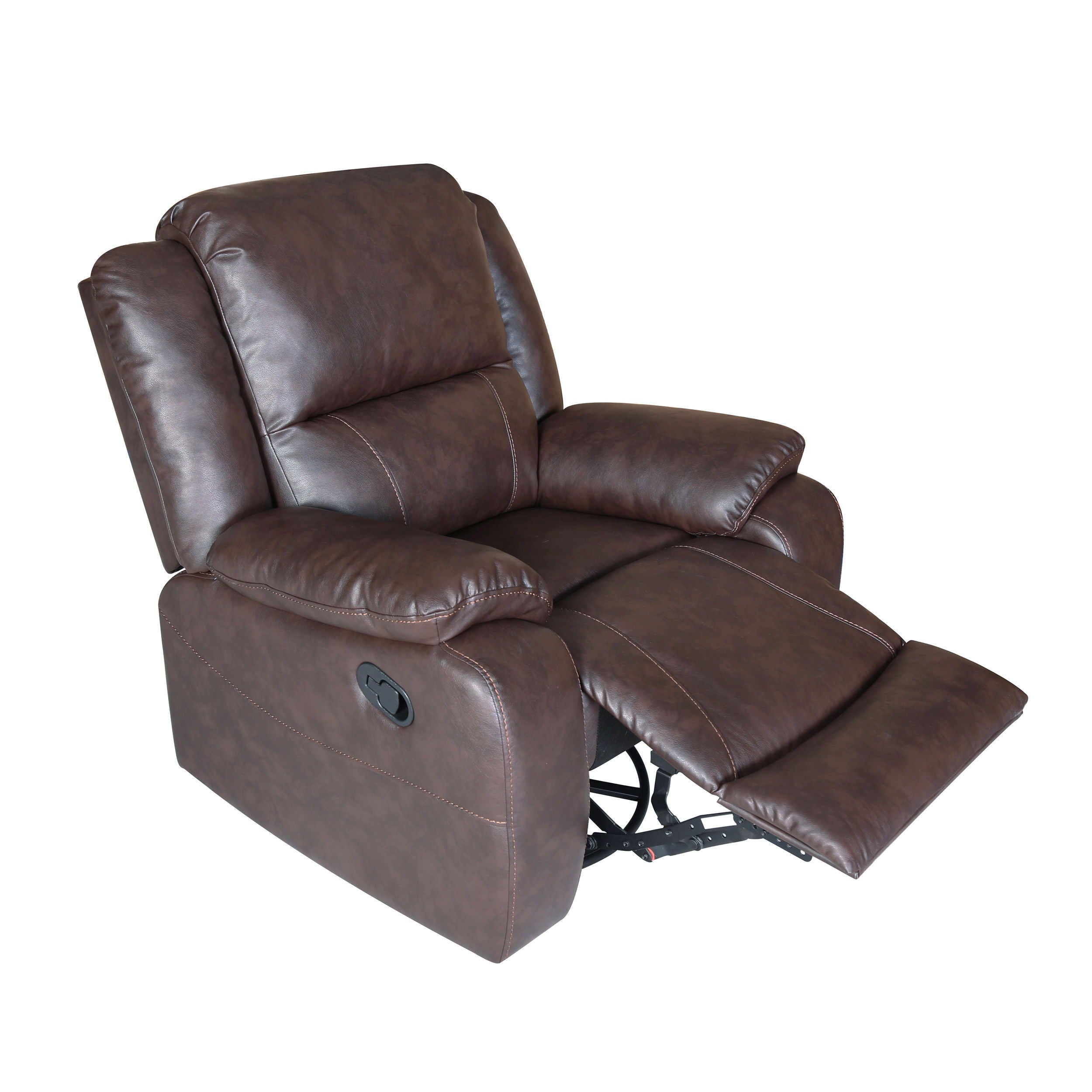 Wide - Faux Leather Manual Swivel Standard Recliner - Dark Brown