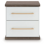 Kendanport - Two Drawer Night Stand - Brown / White