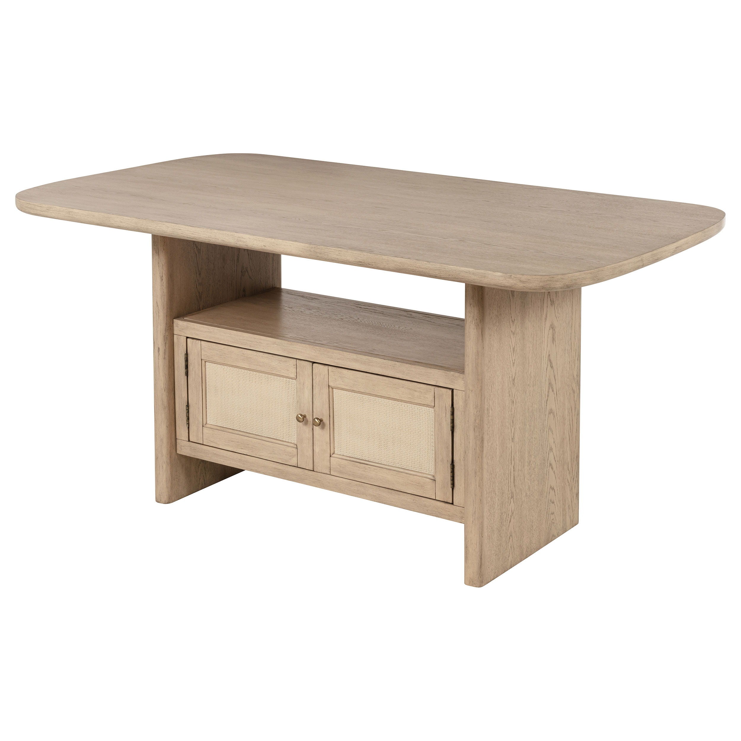 Kailani - Cane Counter Height Storage Dining Table - Beige Oak