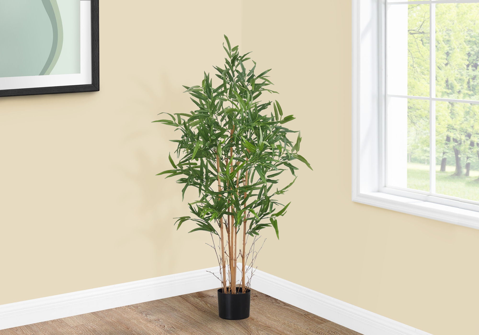 50" Tall, Artificial Plant, Bamboo Tree, Indoor, Faux, Fake, Floor, Greenery, Potted, Decorative - Green / Black