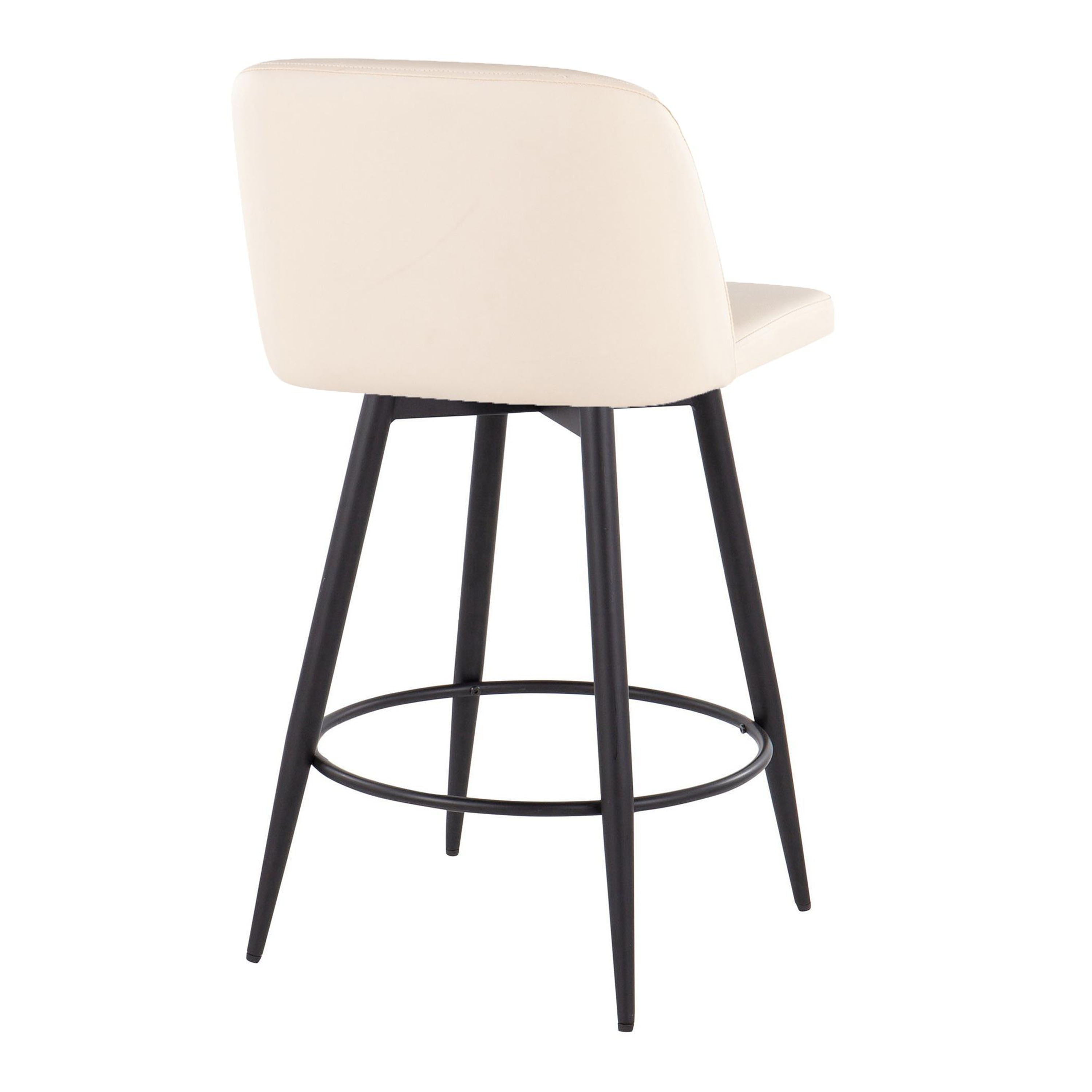 Toriano - Contemporary Fixed-Height, Counter Stool With Swivel With Round Footrest (Set of 2)