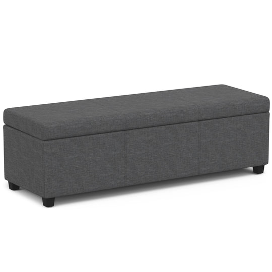 Avalon - Multifunctional Storage Ottoman Bench Black 48.4"W x 18.1"D x 16.1"H Faux Leather by Simpli-Home | Bel Furniture