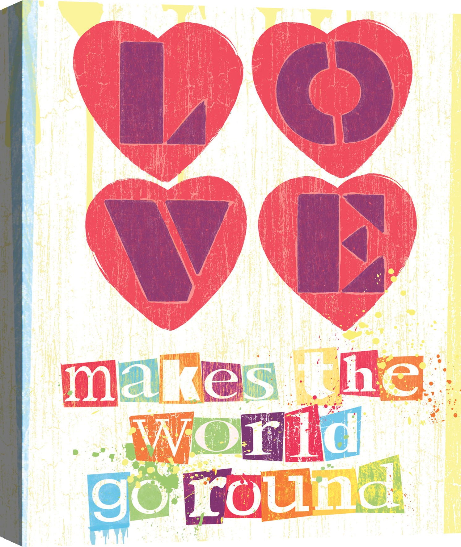 Mixed Media Canvas Love Makes The World Go Round T - Red