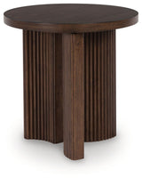 Korestone - Dark Brown - Round End Table by Signature Design by Ashley® | Bel Furniture