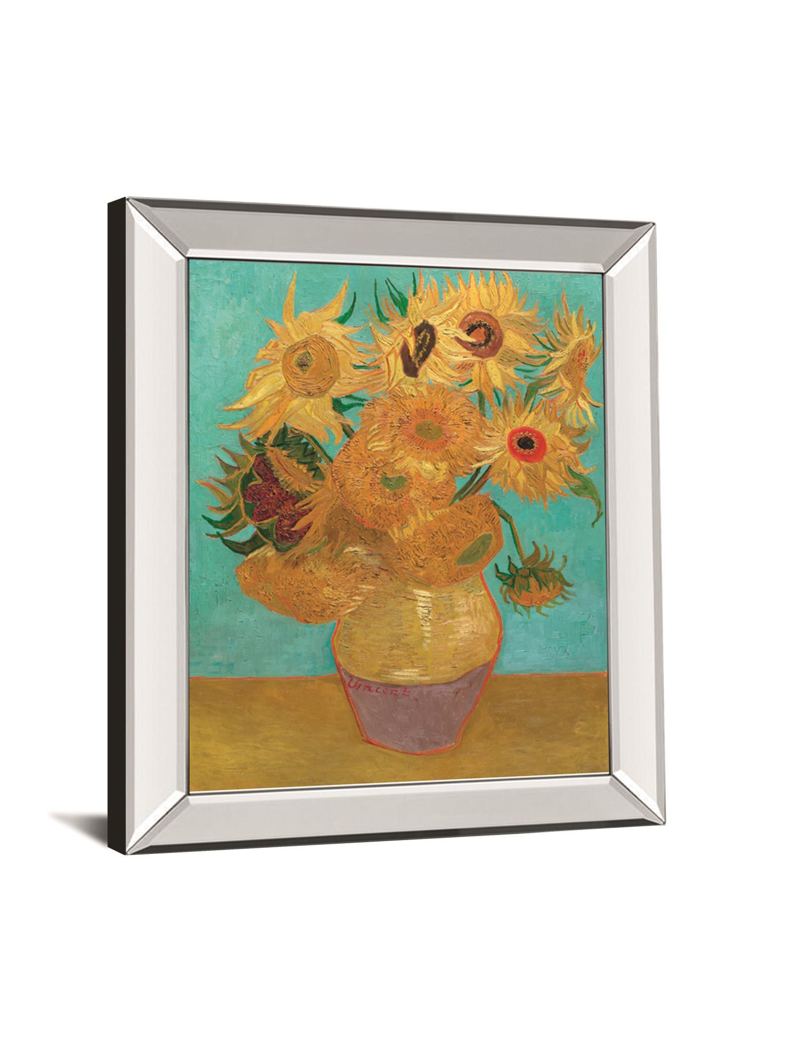 Still Life Vase With Twelve Sunflowers, January 1889 By Vincent Van Gogh - Mirror Framed Print Wall Art - Yellow