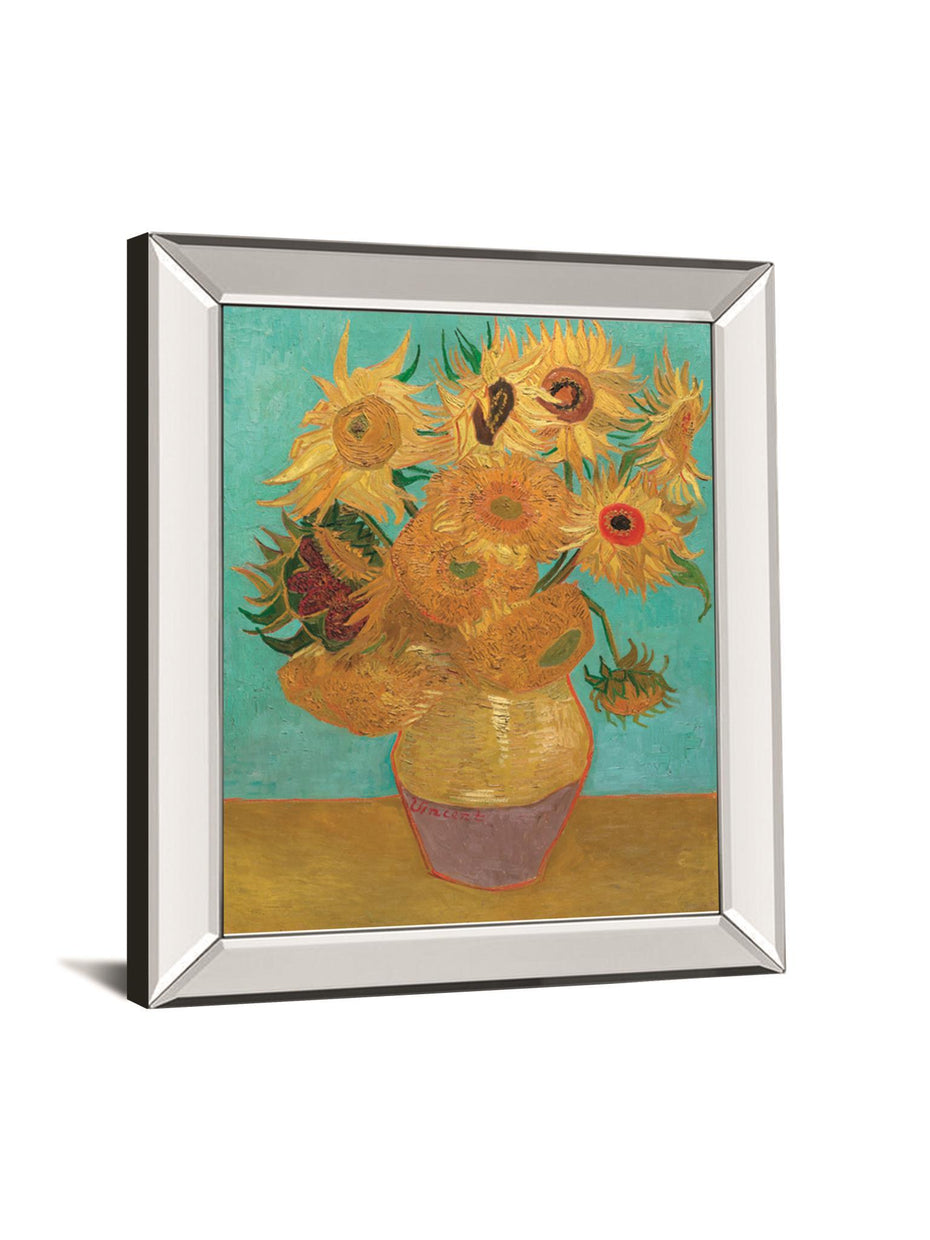 Still Life Vase With Twelve Sunflowers, January 1889 By Vincent Van Gogh - Mirror Framed Print Wall Art - Yellow