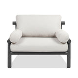 Zara - Dowel Frame Bolster Patio Deep Seating Armchair, Axroma Olefin - Wheat Beige by Jennifer Taylor Home | Bel Furniture