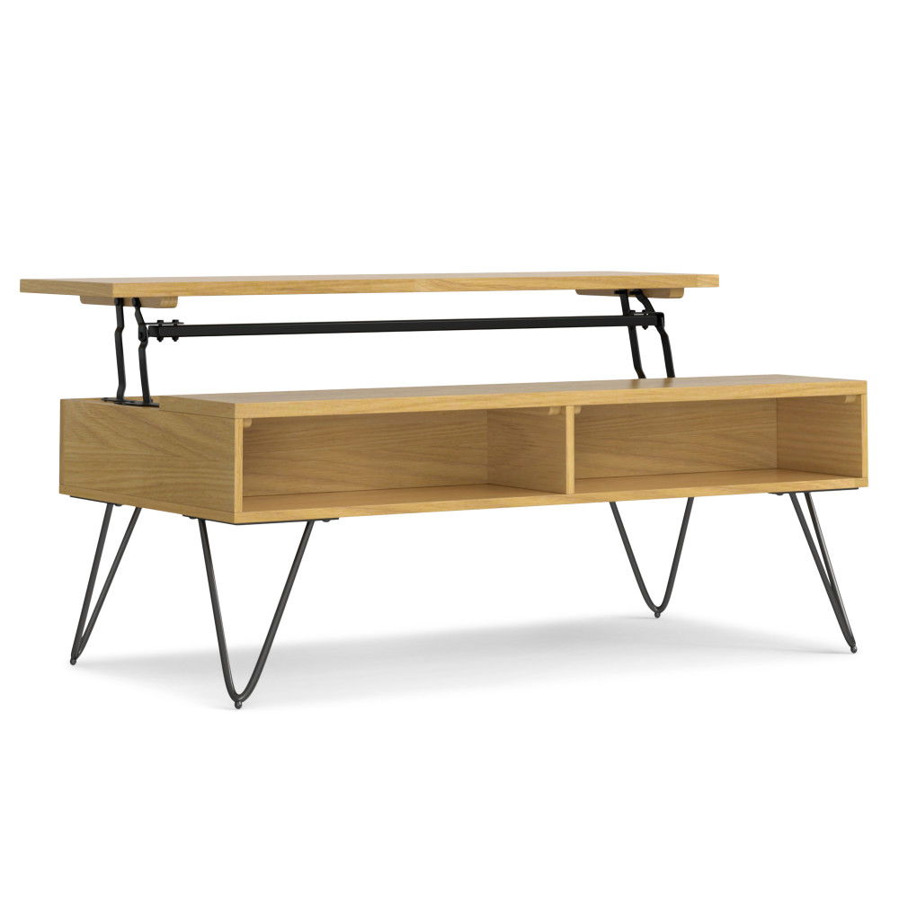 Hunter - Handcrafted Lift Top Coffee Table Beige 24"W x 48"D x 18"H by Simpli-Home | Bel Furniture
