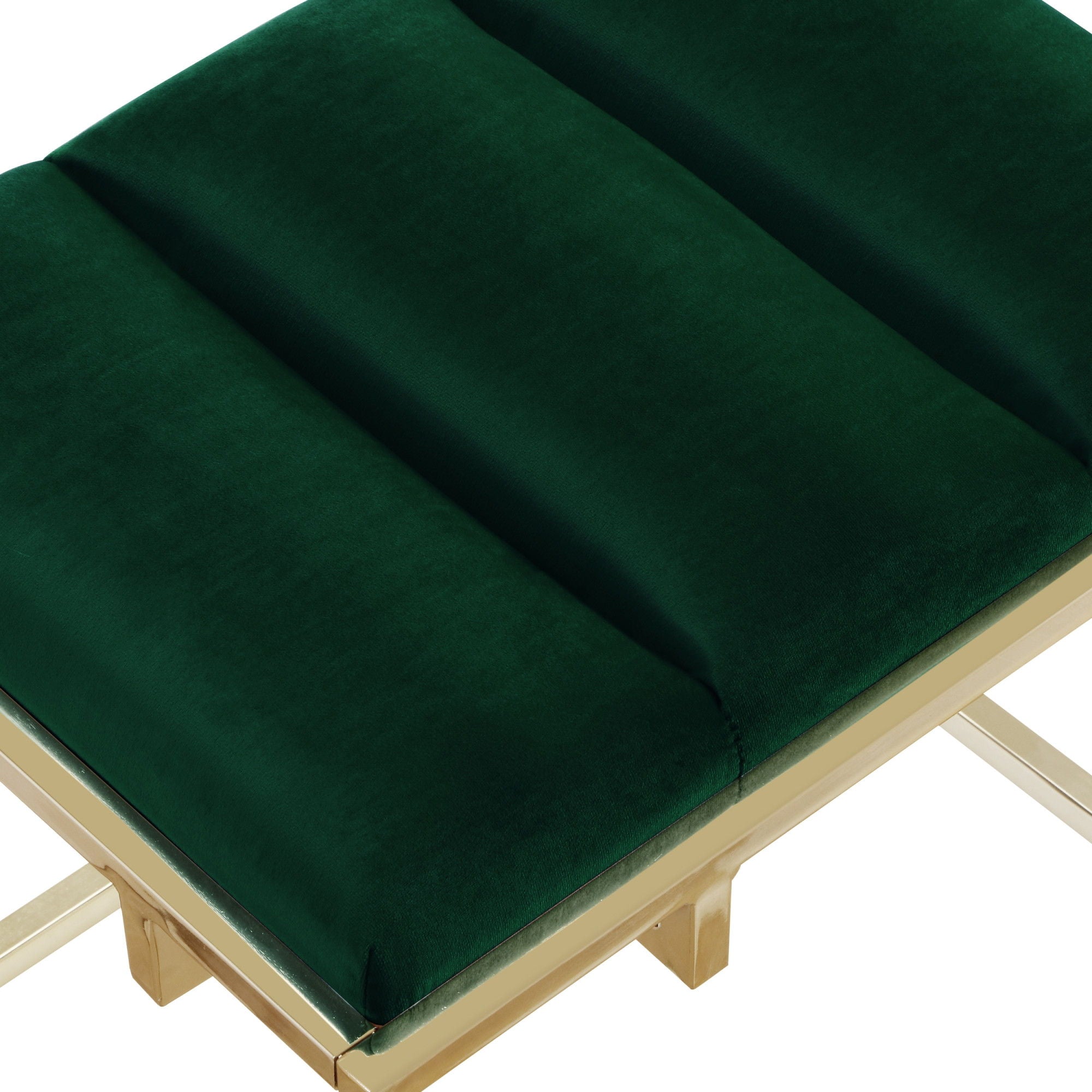 Velvet Ottoman - Green / Gold