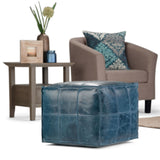 Manning - Square Pouf - Teal by Simpli-Home | Bel Furniture