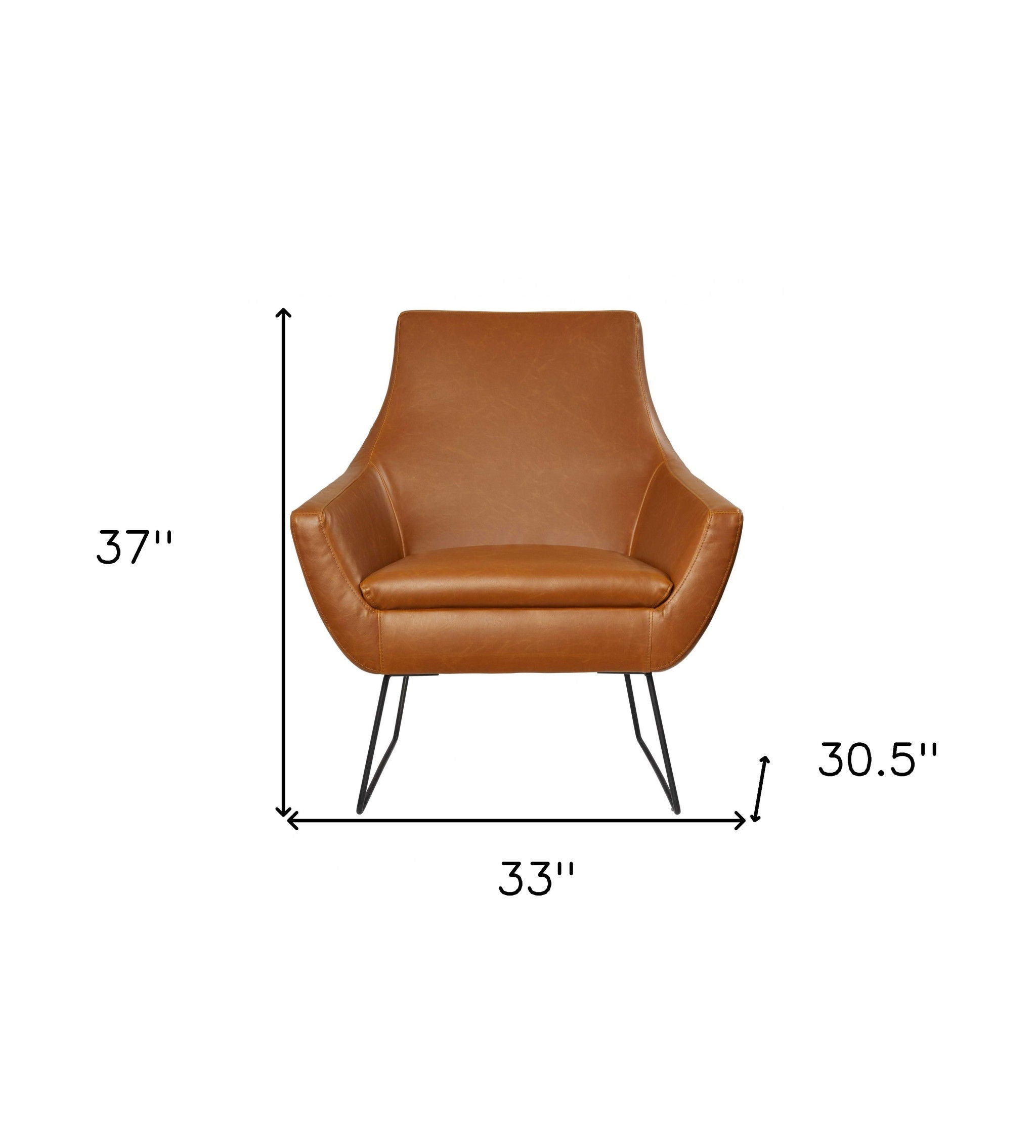 Retro Mod Distressed Faux Leather Arm Chair - Camel