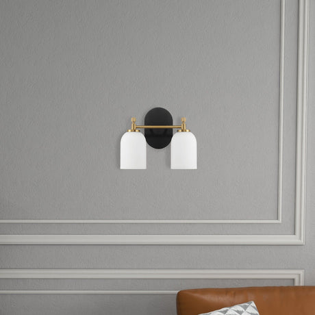 Vortex - 2 Lights Vanity In Style For Over Bathroom Mirror Wall Sconce - Black / Gold / White - view 6