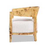 Madrid - Burl Barrel Accent Arm Chair - Seashell White by Jennifer Taylor Home | Bel Furniture