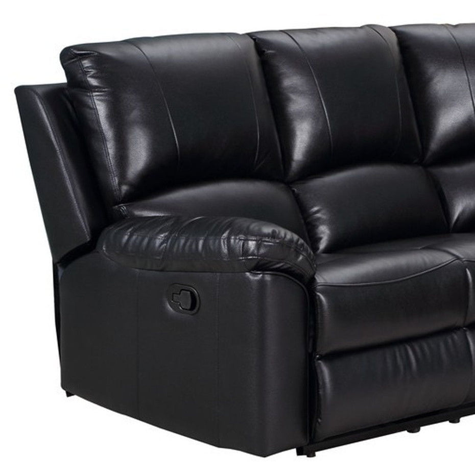 Polyester Blend Reclining U Shaped Three Piece Corner Sectional - Black