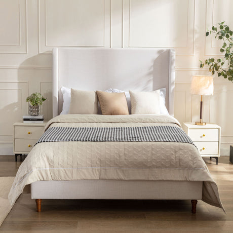 Harper - Tall Headboard Upholstered Bed / High Headboard / Elegant Simplicity / No Box Spring Needed - view 12