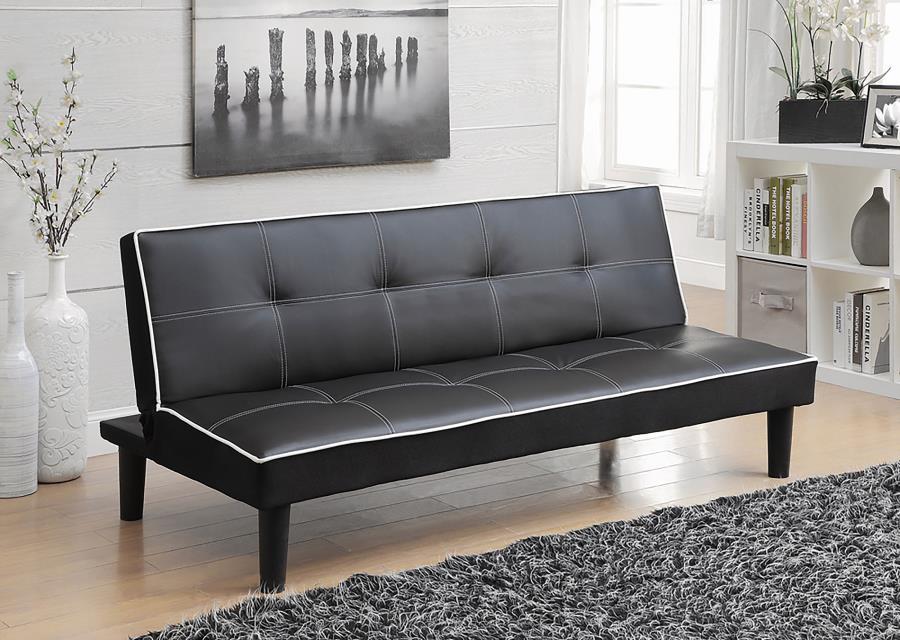 Katrina - Upholstered Tufted Convertible Sofa Bed - Black by CoasterEveryday | Bel Furniture
