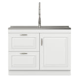 Darwin - Laundry Utility Sink And Cabinet With Dual Sinks, Pull Out Faucet - White