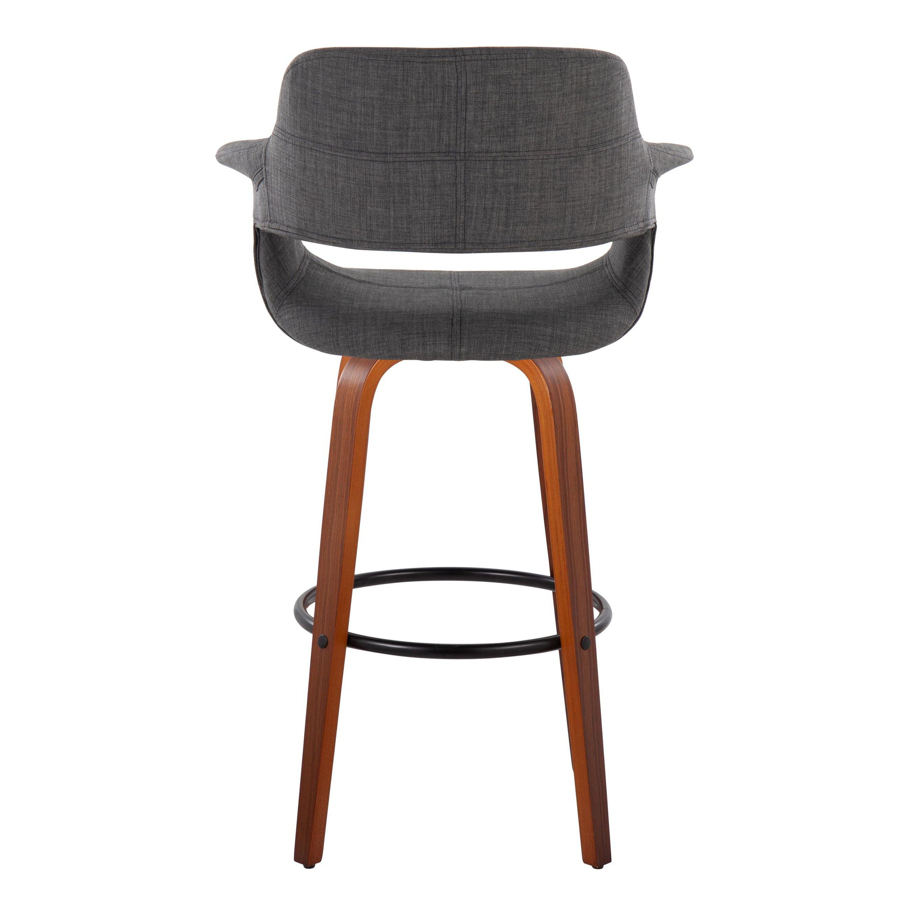 Vintage Flair - Mid Century Modern Fixed Height Barstool With Swivel With Round Footrest (Set of 2)