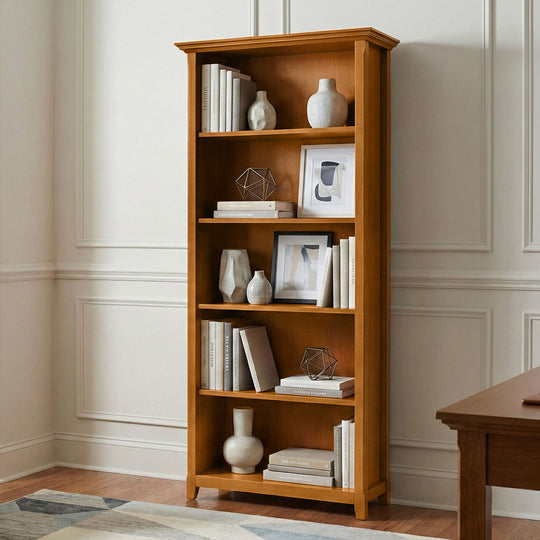 Amherst - 5 Shelf Bookcase, Handcrafted by Simpli-Home | Bel Furniture