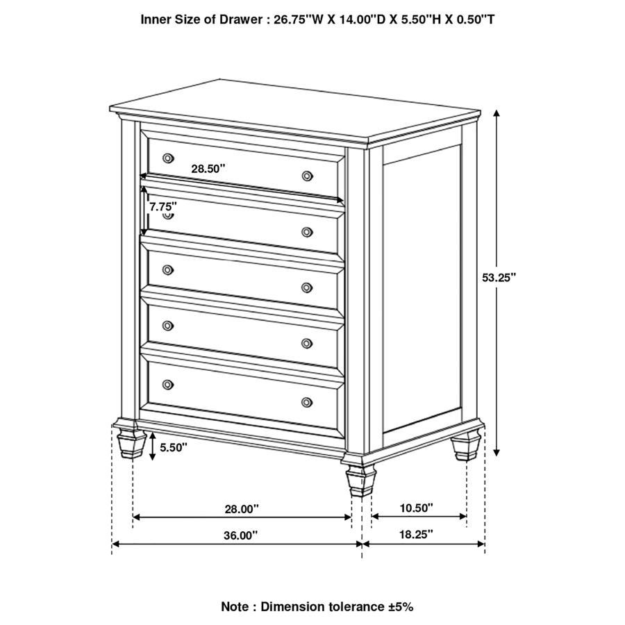 Sandy Beach - 5-drawer Chest