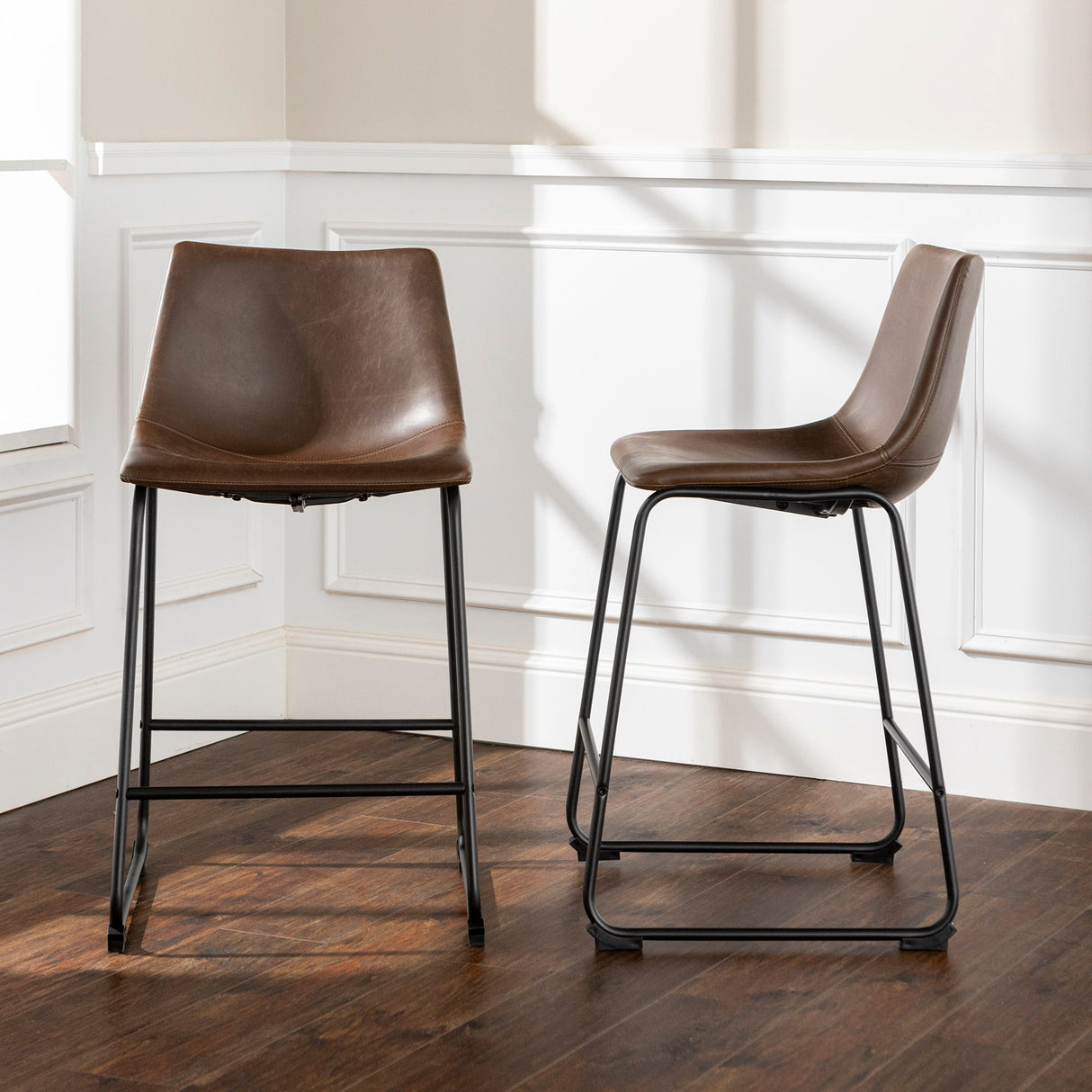 Industrial Counter Stools (Set of 2) by Walker Edison | Bel Furniture