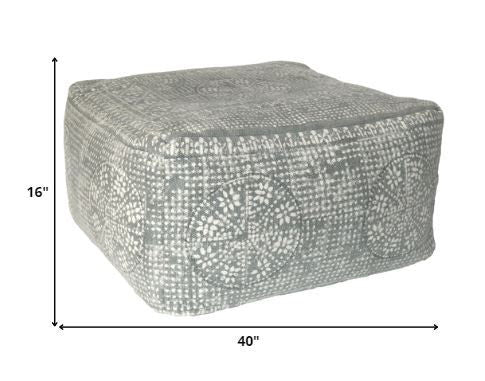 Patterned Rectangle Pouf - Light Gray