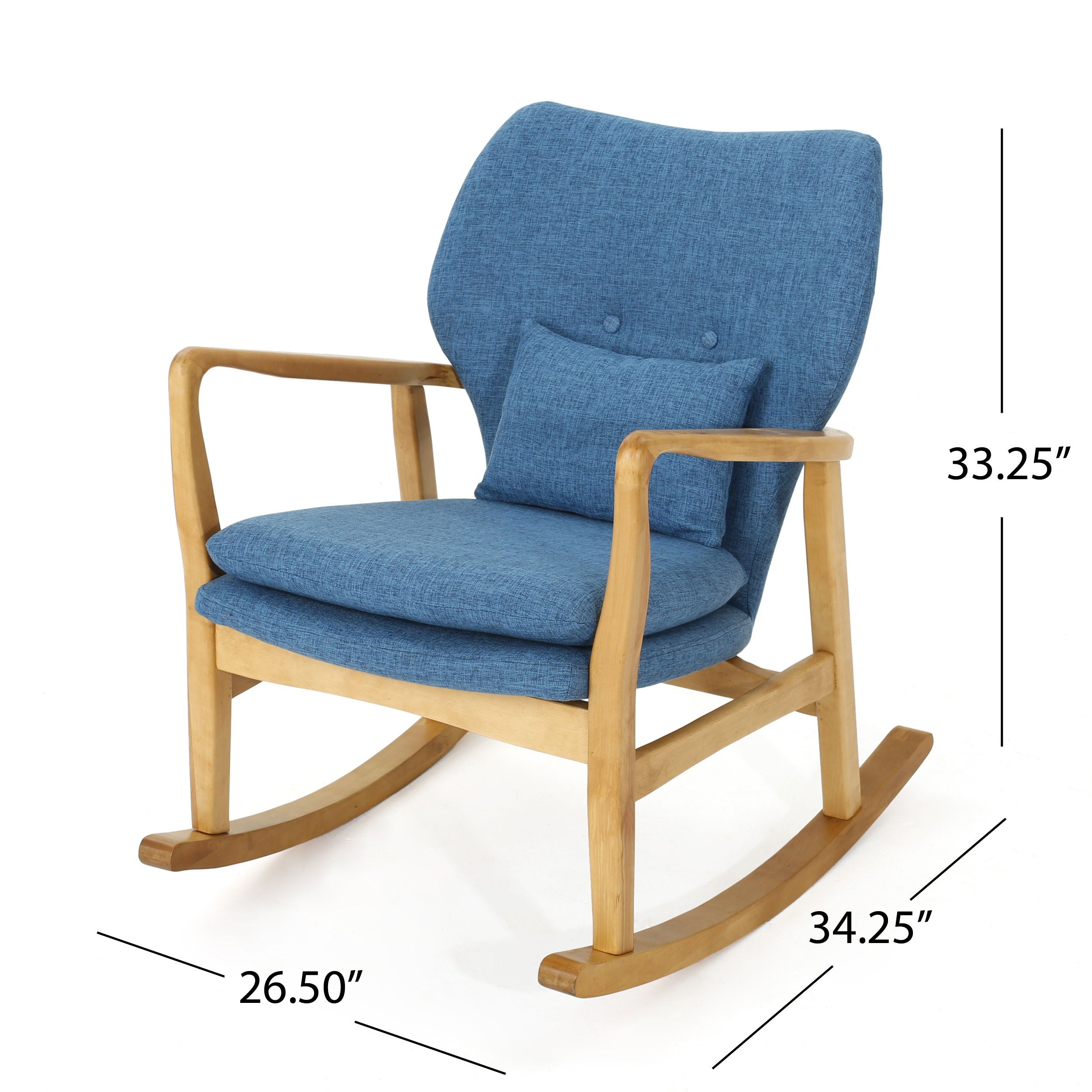 Elegant Solid Wood Rocking Chair With Linen Cushion