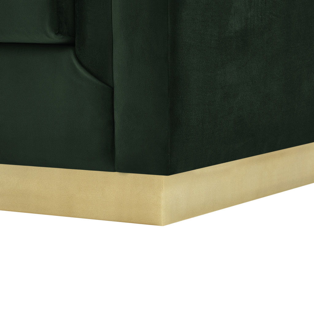 Velvet Sofa With Gold Legs - Hunter Green