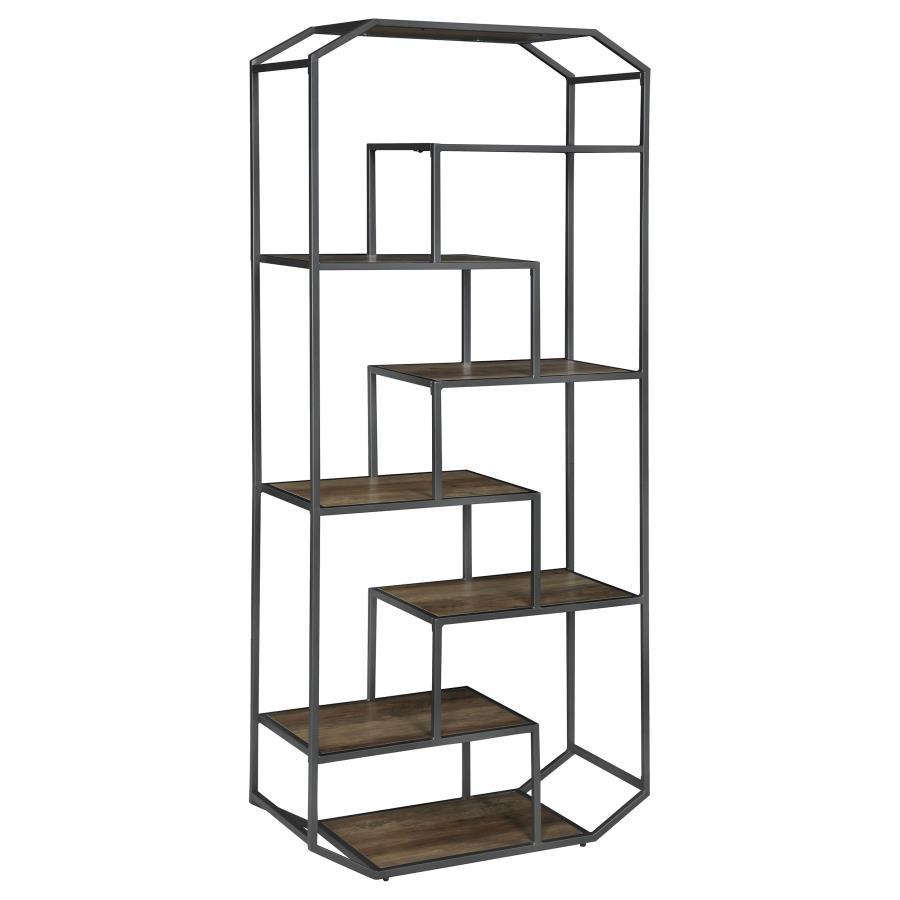 Leland - 6-Shelf Bookshelf - Rustic Brown