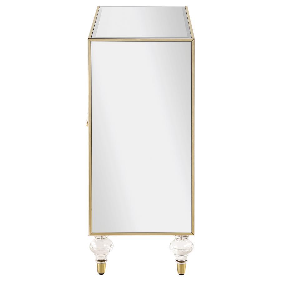 Astilbe - 2-Door Mirrored Accent Cabinet - Silver And Champagne