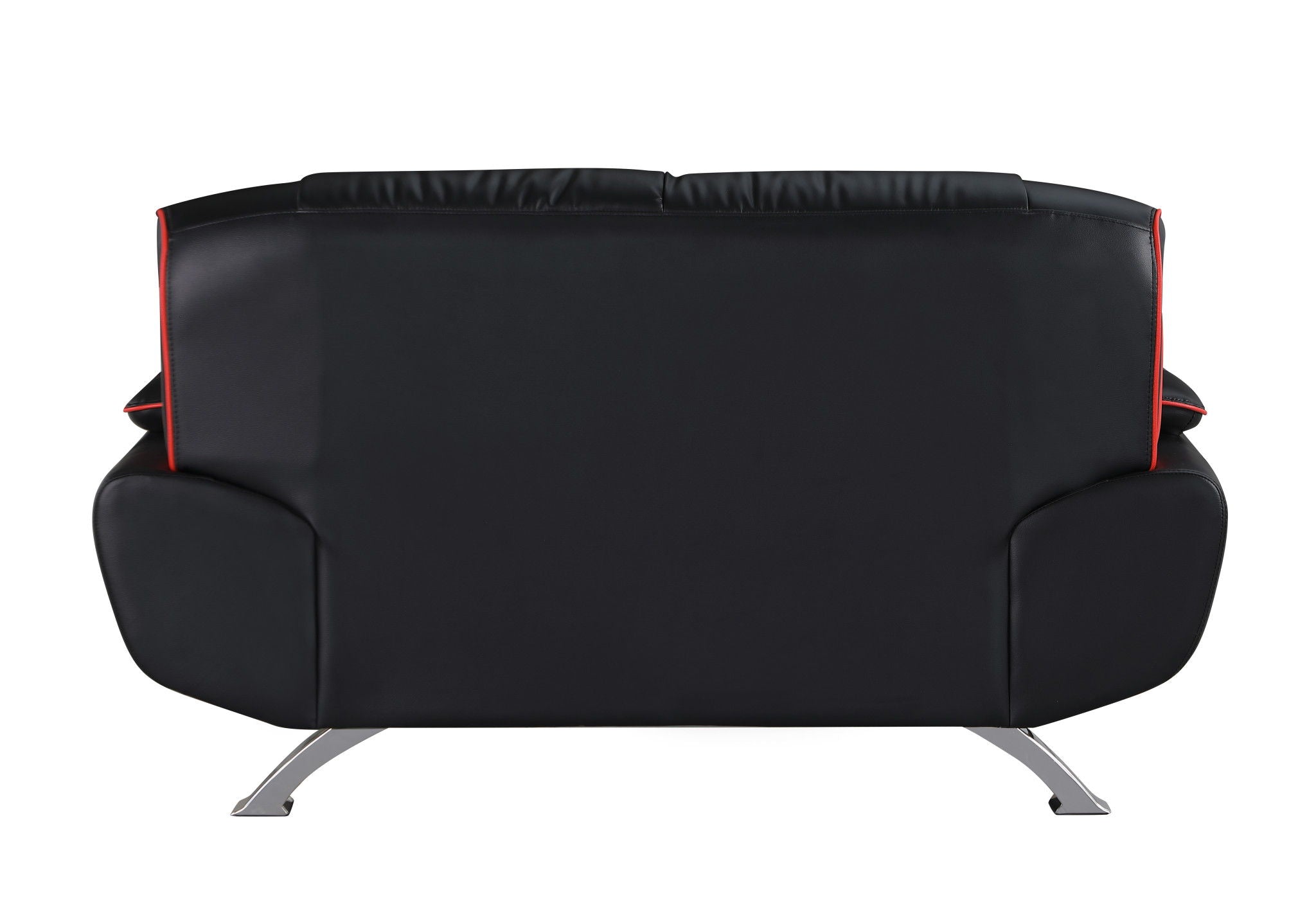 Faux Leather Love Seat - Black / Silver