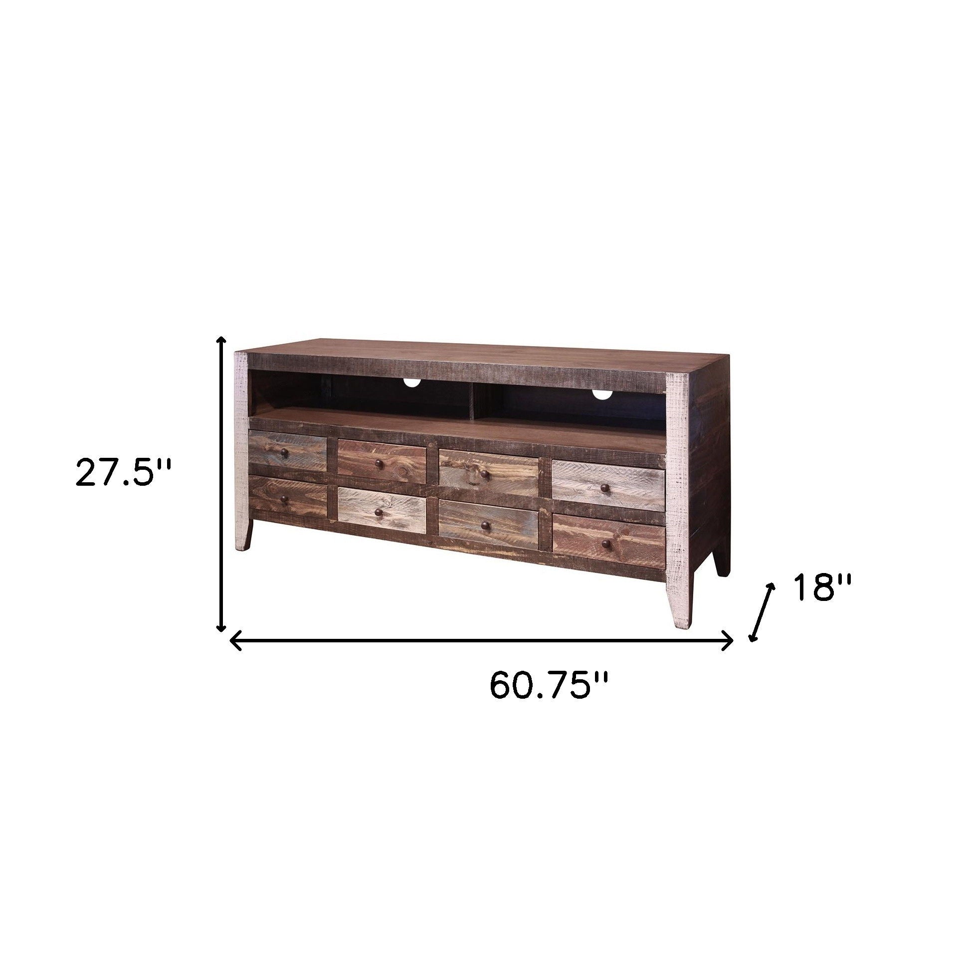 Enclosed Storage Distressed TV Stand Cabinet - Brown