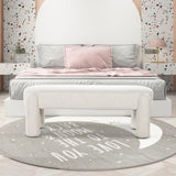 Hugo - Oval Fully Upholstered Bench - Milk Cream White by Jennifer Taylor Home | Bel Furniture