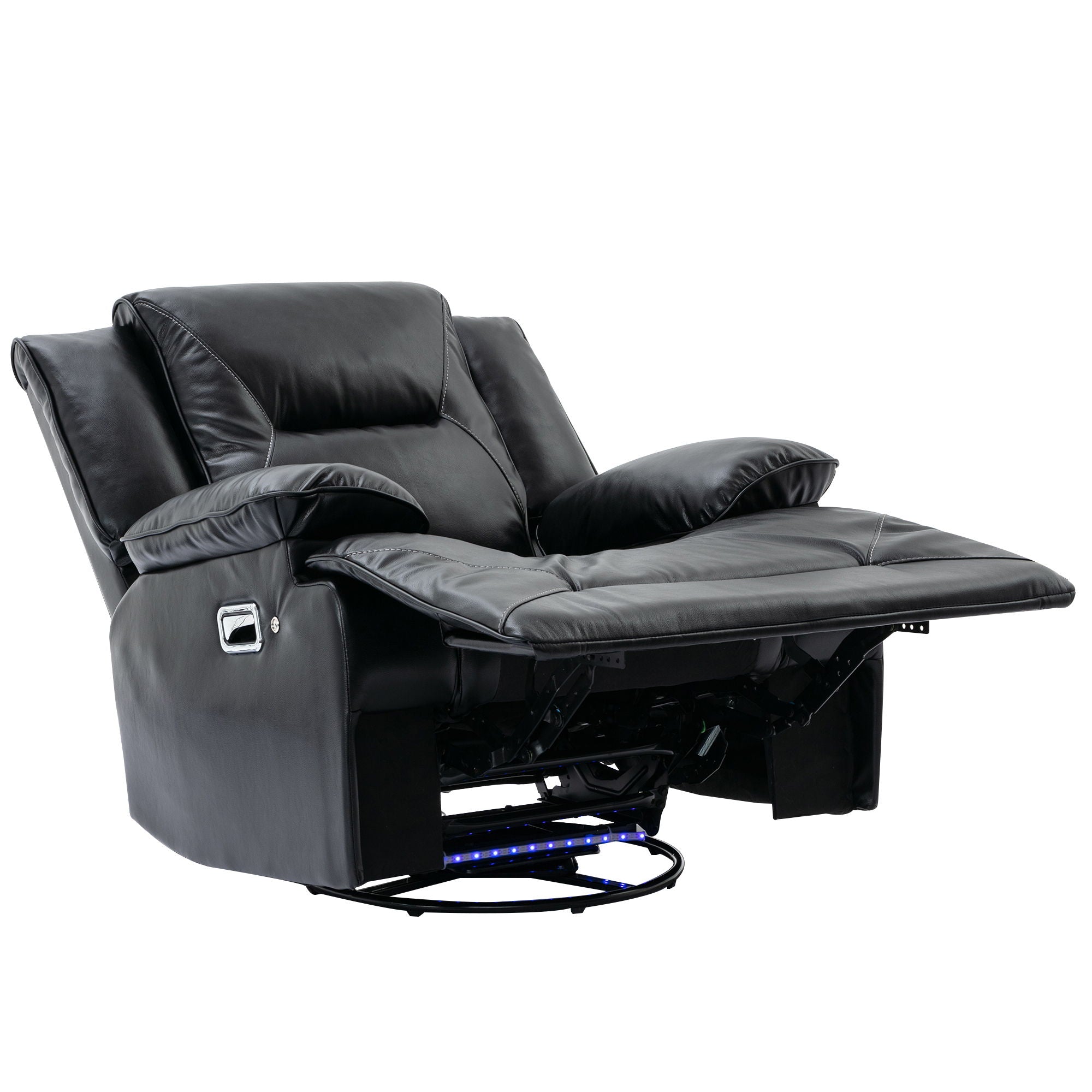 360° Swivel And Rocking Home Theater Recliner Manual Recliner Chair With A Led Light Strip For Living Room