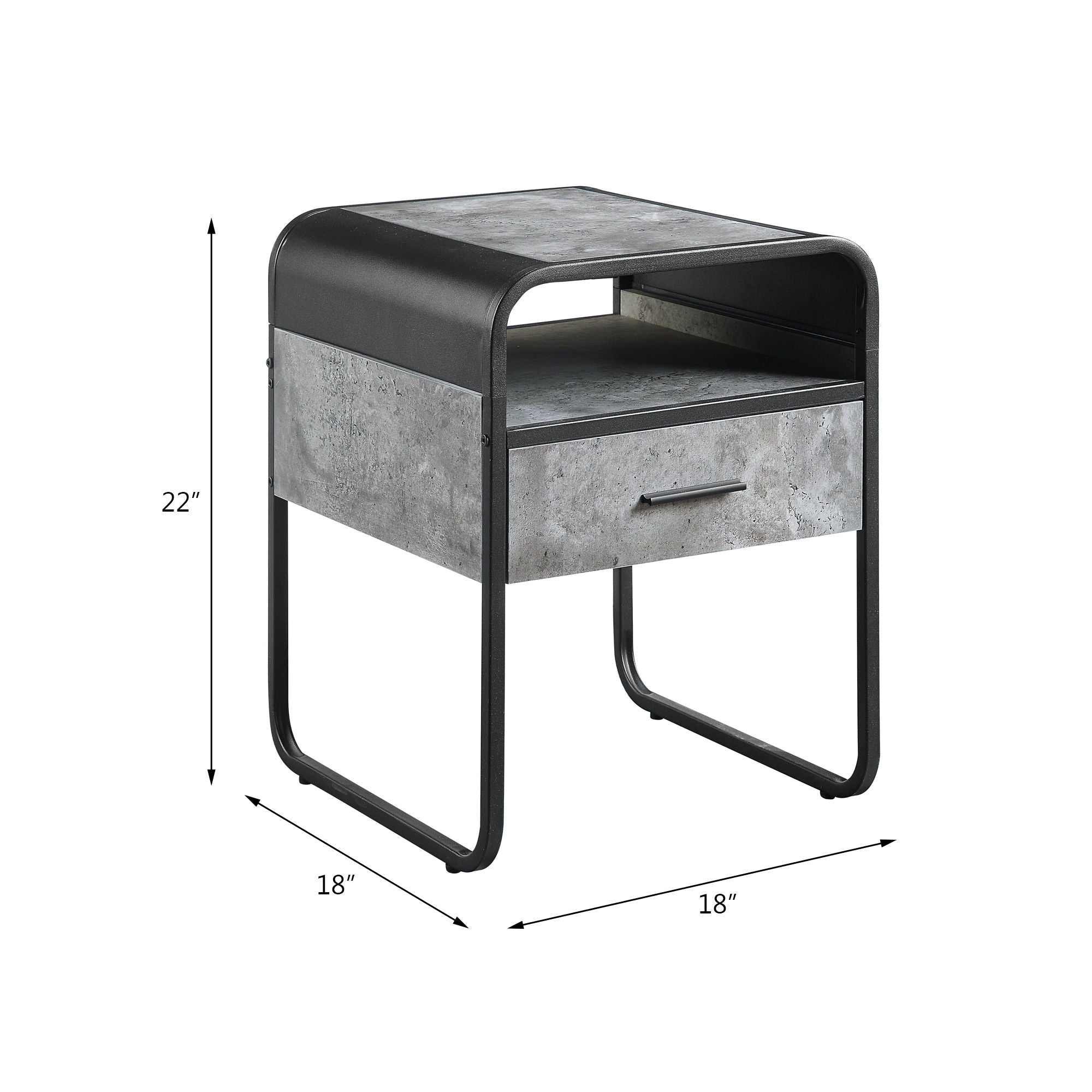 Raziela - End Table With Drawer - Concrete Gray / Black