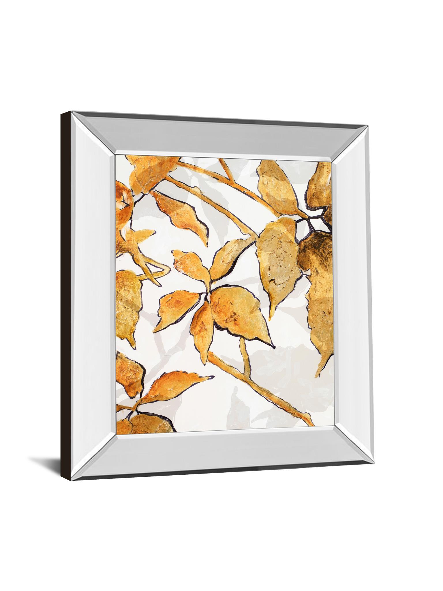 Gold Shadows I By Patricia Pinto - Mirror Framed Print Wall Art - Dark Brown