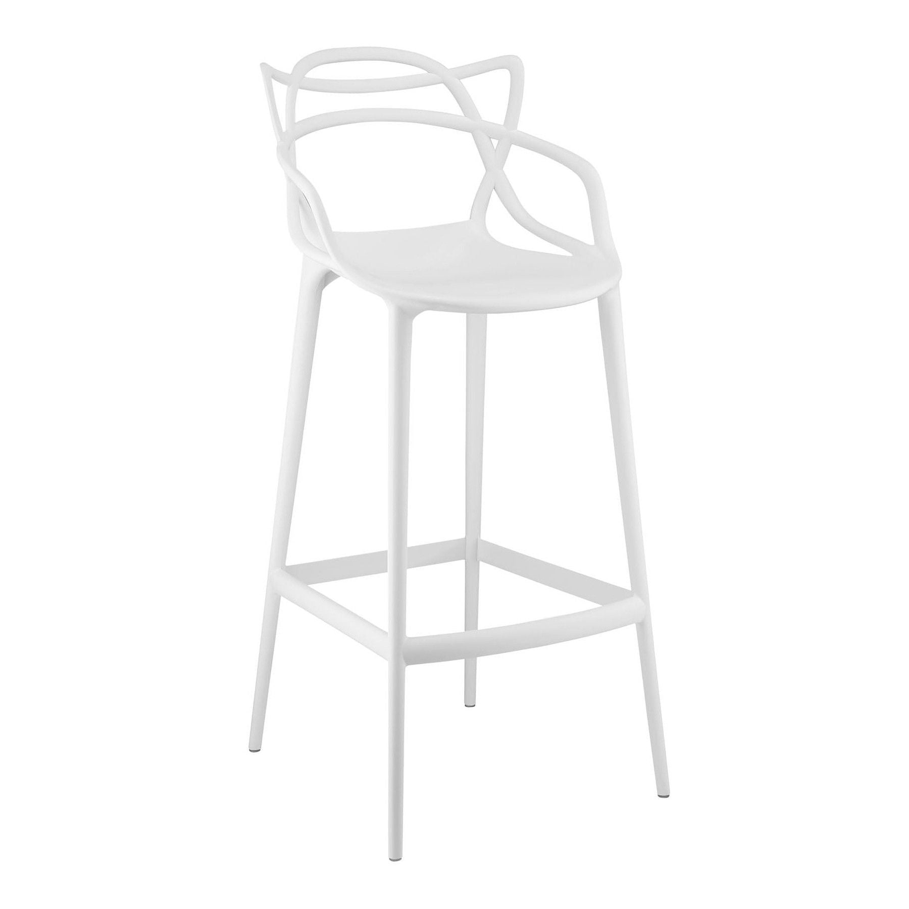 Abstract Mod Low Back Bar Height Chair With Footrest 43" - White