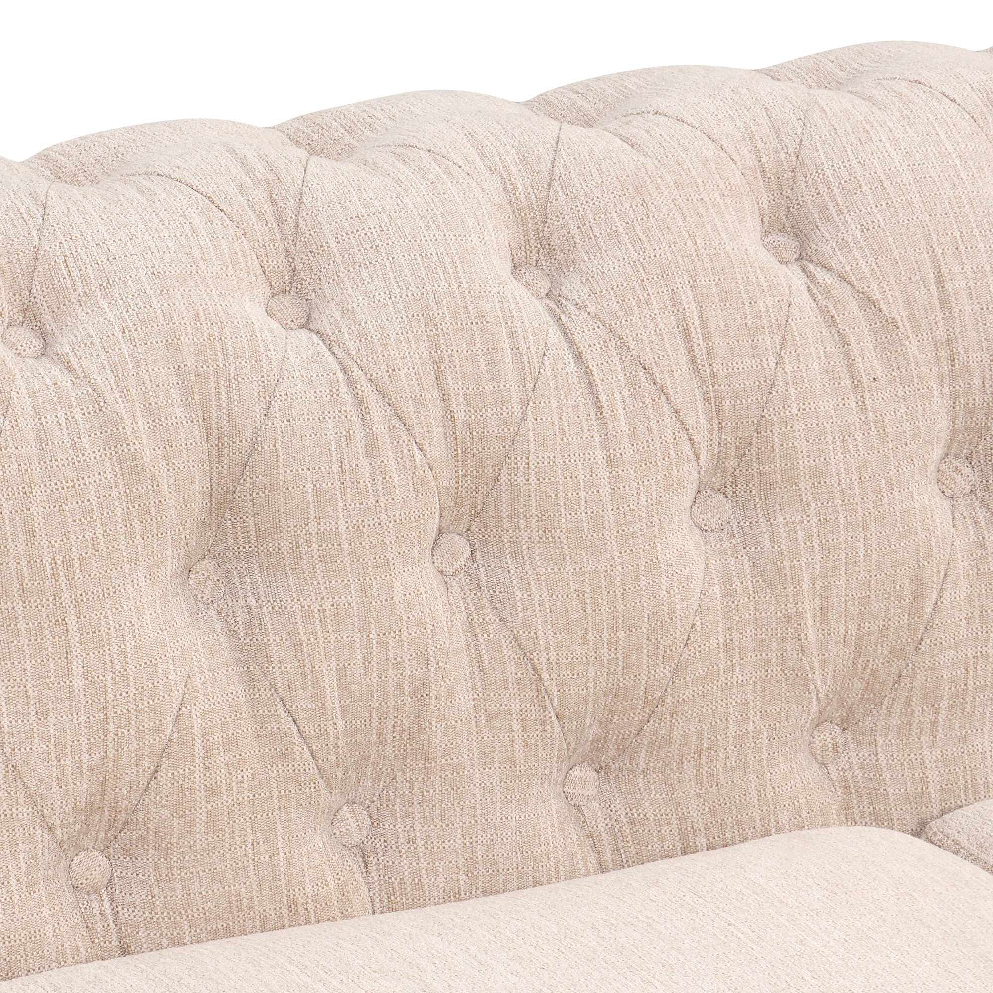 Modern Sofa Dutch Plush, Upholstered Sofa, Solid Wood Legs, Buttoned Tufted Backrest