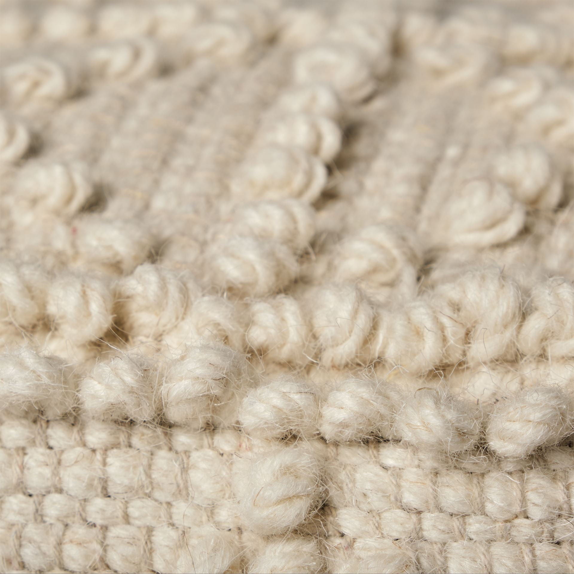 Wool Sqaure Pouf With Popcorn Detail - Ivory