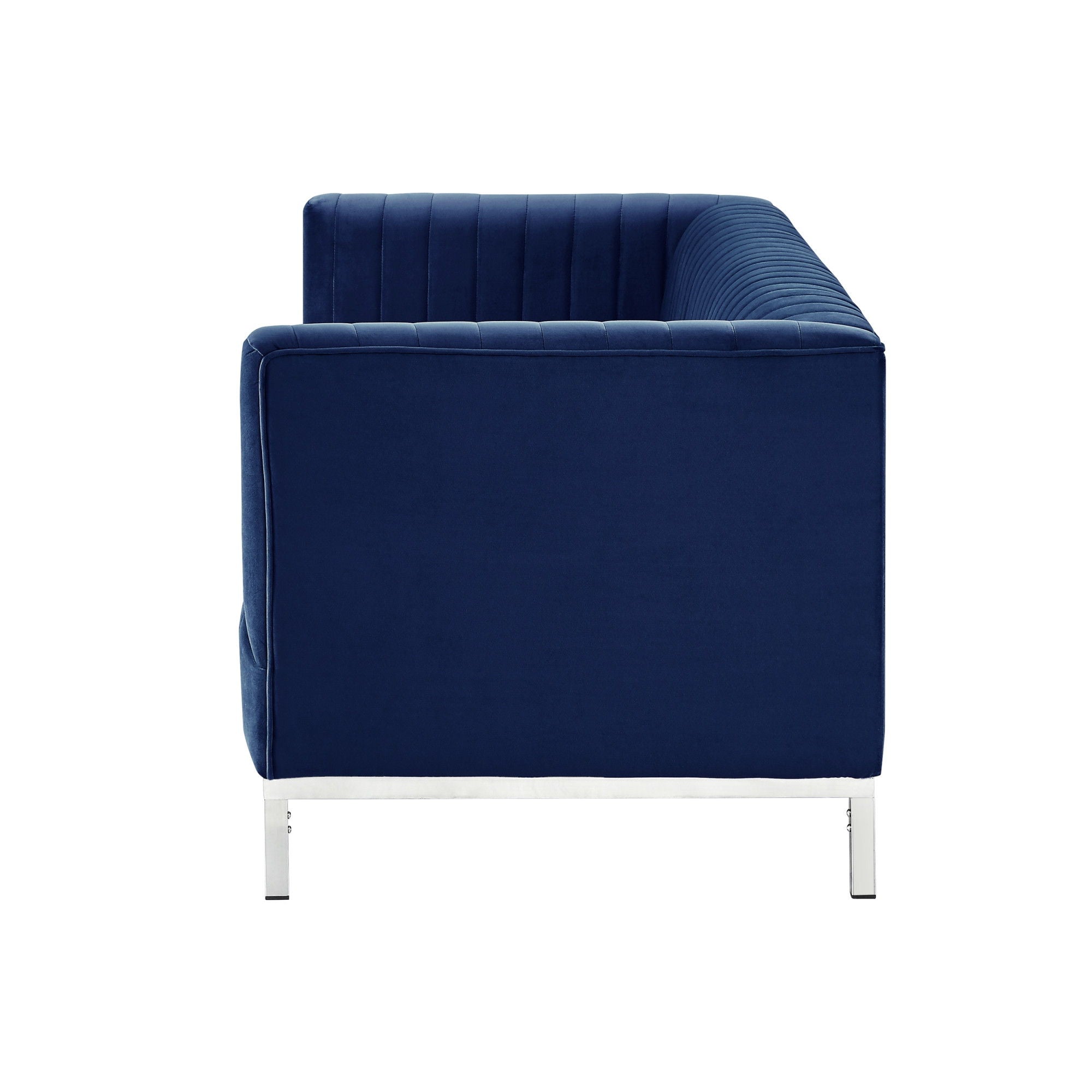 Sofa Velvet With Silver Legs - Navy Blue