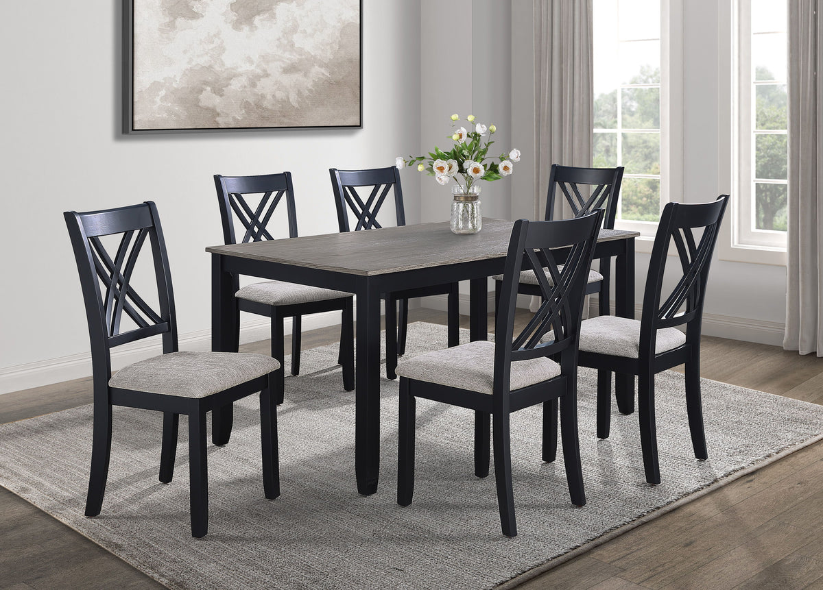 Eloise - 7 Piece Dinette Set - Charcoal / Gray by Crown Mark | Bel Furniture