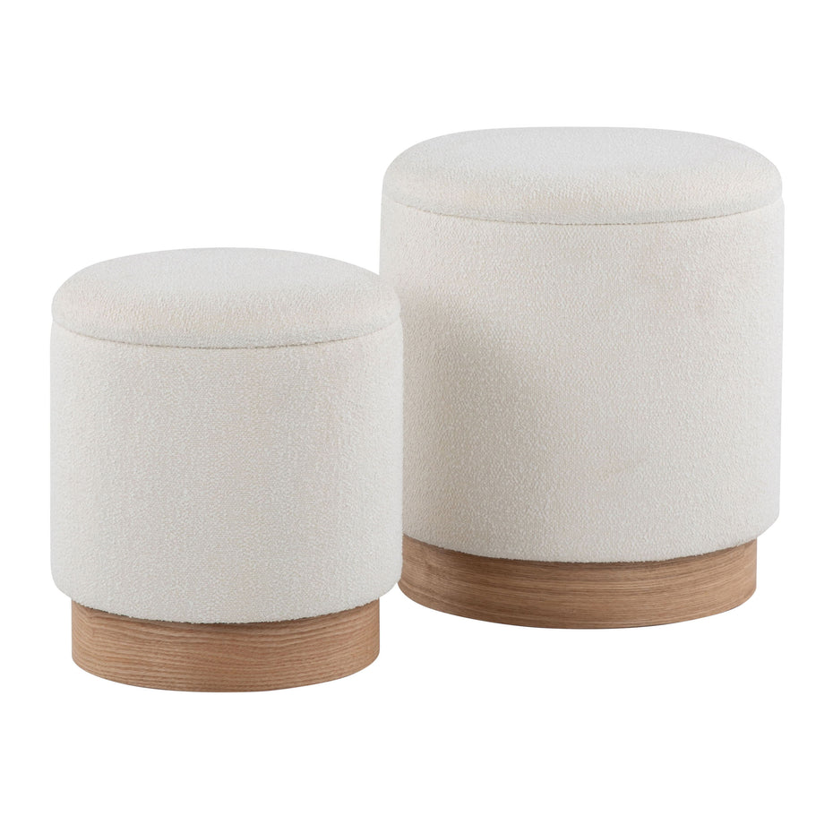 Marla - Contemporary, Nesting Ottoman Set - Natural / Cream