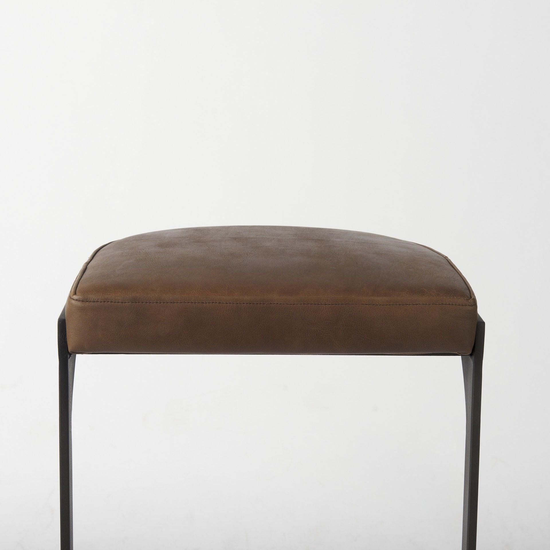 Medium Iron Backless Bar Chair - Brown