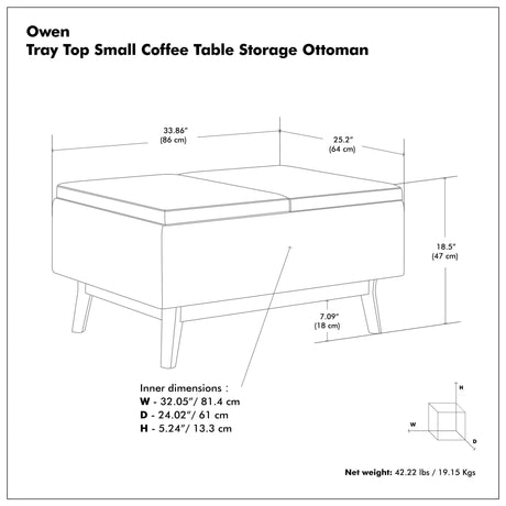 Owen - Tray Top Small Coffee Table Upholstered Storage Ottoman - view 15