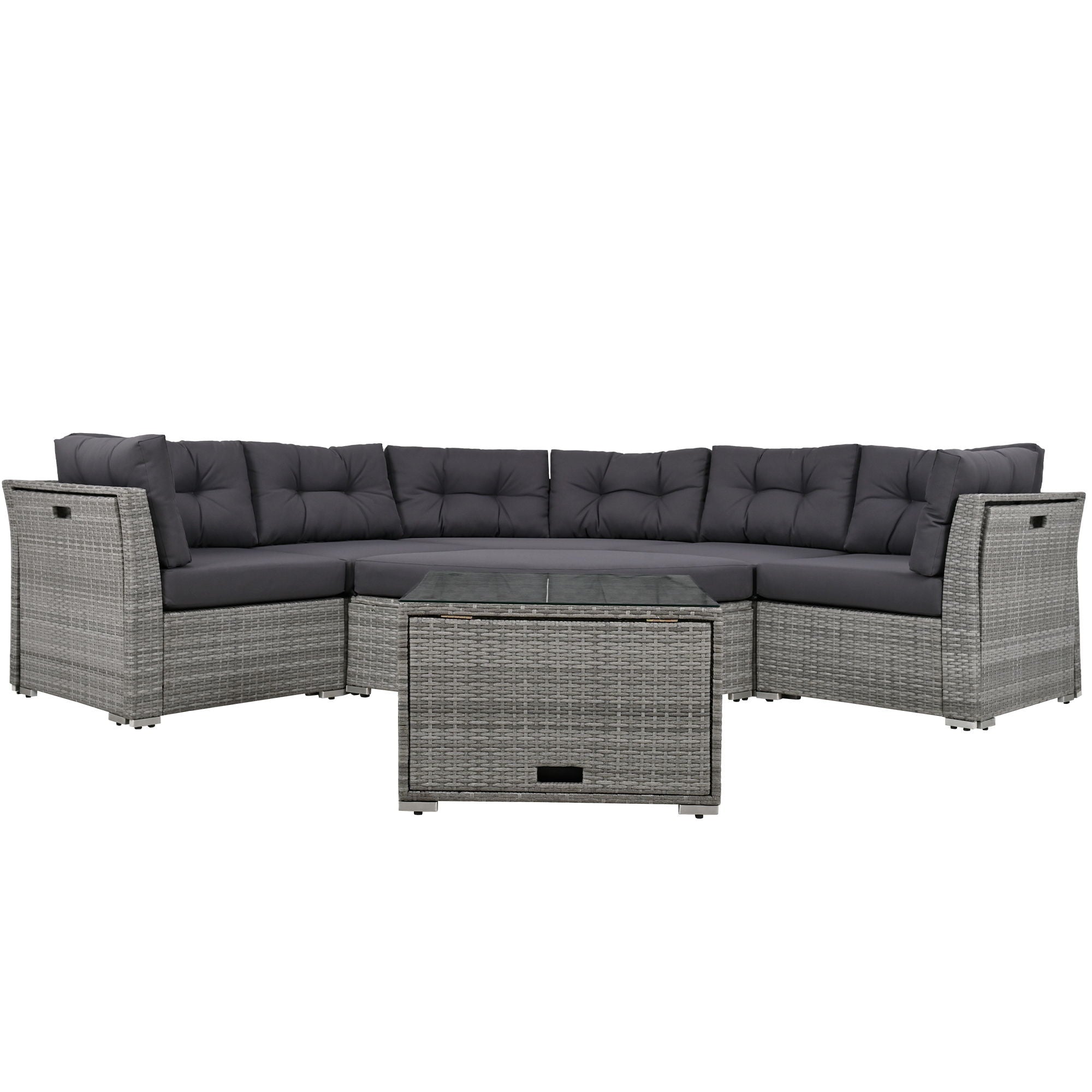 Patio Furniture Set Outdoor Furniture Daybed Rattan Sectional Furniture Set Patio Seating Group With Cushions And Center Table For Patio, Lawn, Backyard, Pool - Gray