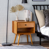 Mid-Century Modern Single Drawer Solid Wood Nightstand by Walker Edison | Bel Furniture