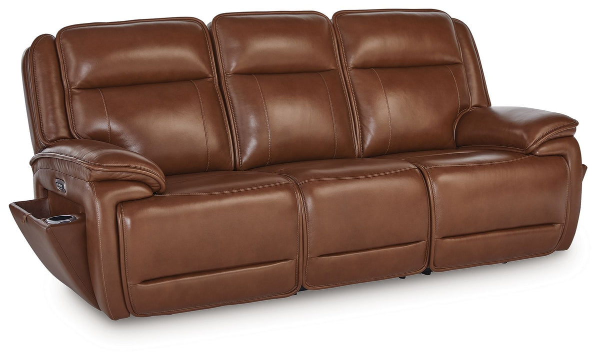 Healy Pier - Chocolate - Power Reclining Sofa / Adj Headrest by Signature Design by Ashley® | Bel Furniture