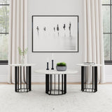 Haven - Round Marble Coffee Table Set Black 3 Pc. Coffee Table, 2 End Tables by Coaster Fine Furniture | Bel Furniture