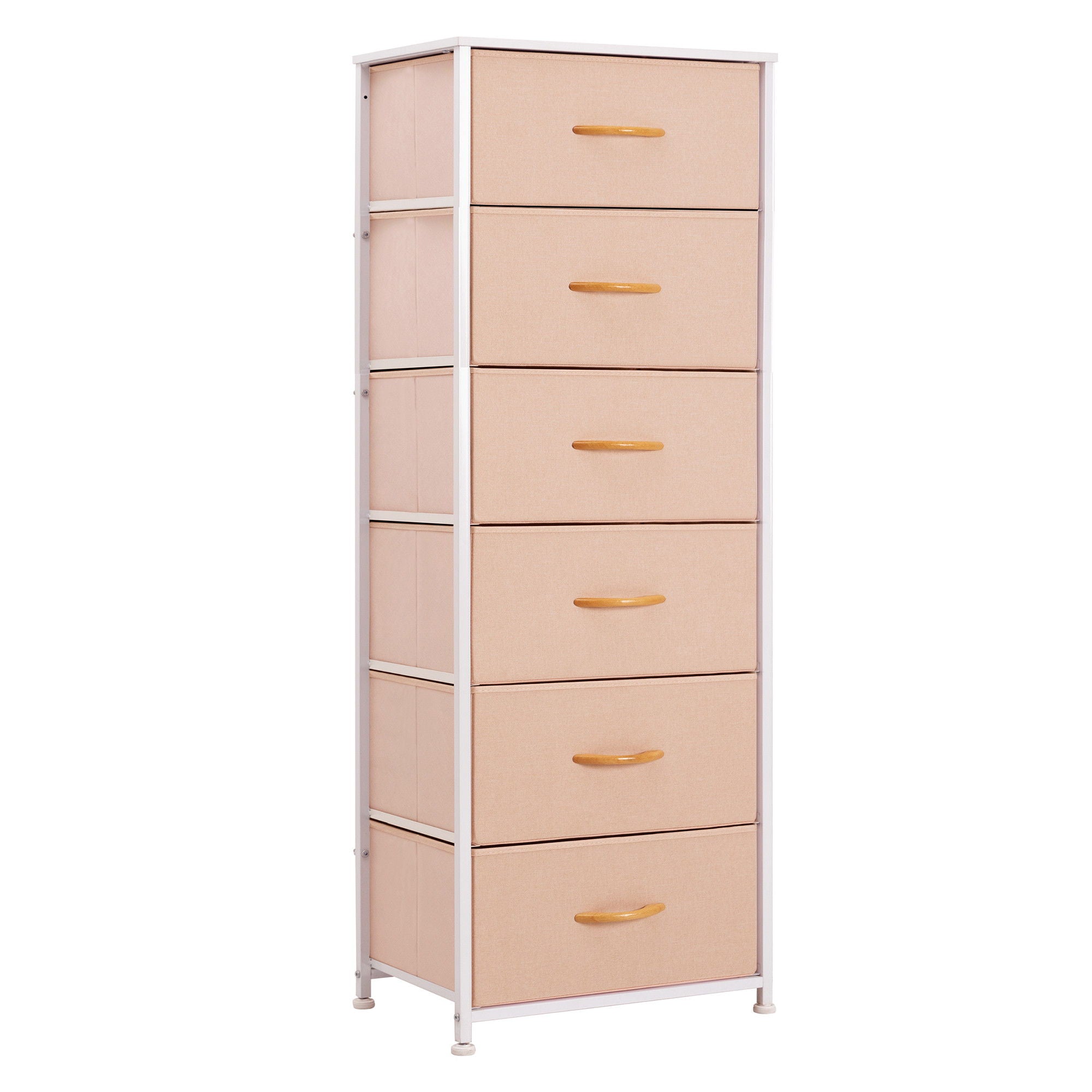 Steel And Fabric Six Drawer Chest - Pink / White