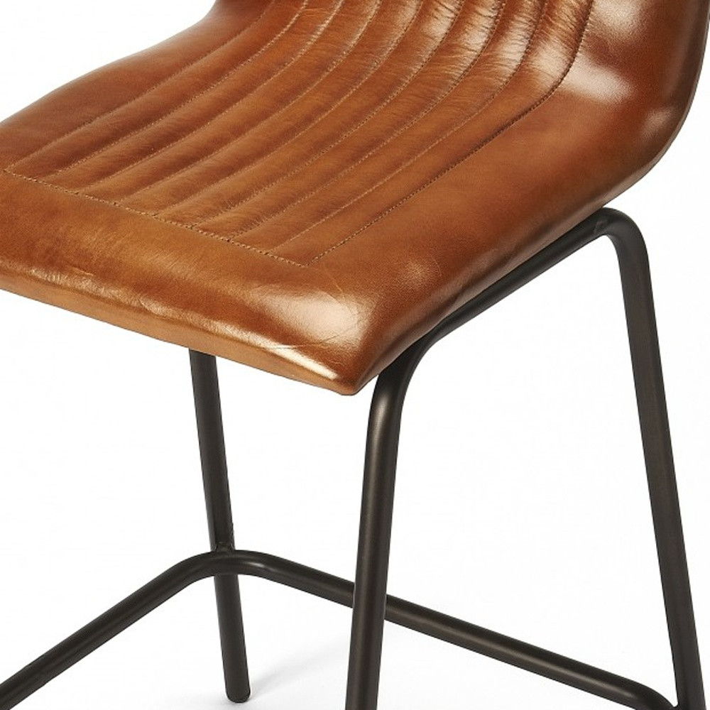 Iron Counter Height Bar Chair - Brown / Black